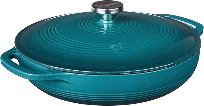 Lodge 3.6 Quart Enameled Cast Iron Covered Casserole with Lid ??Dual Handles ??Oven Safe up to