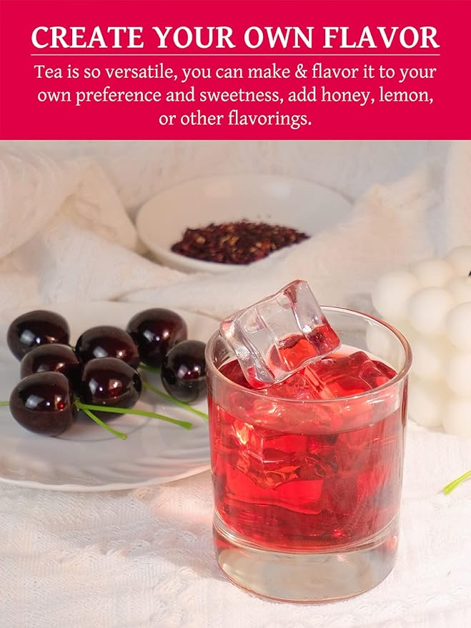 TeeLux Hibiscus Tea Bags, Natural Hibiscus Flowers Herbal Tea, Caffeine Free, Refreshing Tart
