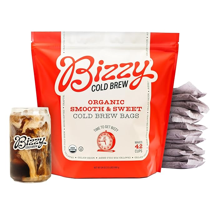 Bizzy Organic Cold Brew Coffee | Smooth & Sweet Blend | Coarse Ground Coffee | Medium Roast | Micro