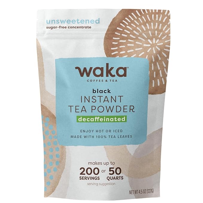 Waka Instant Black Tea Mix Pouch, Decaffeinated - 100% Tea Leaves, No Additives, Unsweetened Tea
