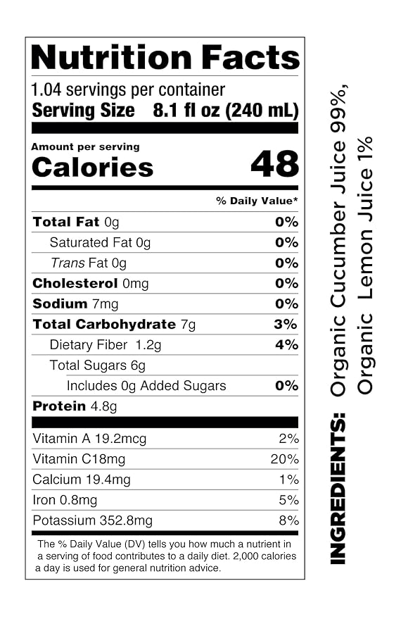 Pomona Organic Juices Pure Cucumber Juice, 8.4 Ounce Bottle (Pack of 12), Cold Pressed Organic