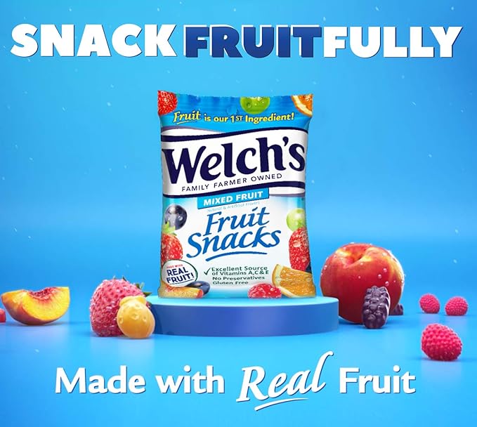 Welch's Fruit Snacks, Mixed Fruit, Great for School Lunches, Bulk Pack, Individual Single Serve