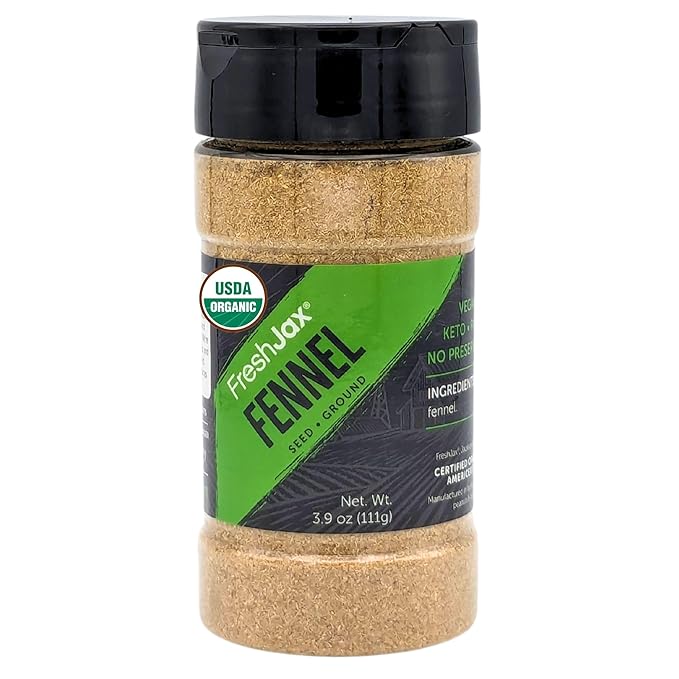FreshJax Organic Ground Fennel Seed Powder ??3.9 oz | Sweet & Aromatic Spice for Sausage, Curries