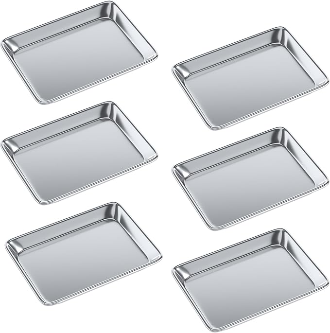Pack of 6 | 10 in. x 13 in. Quarter Size Aluminum Bun. / Sheet Pan | Ideal for baking, roasting