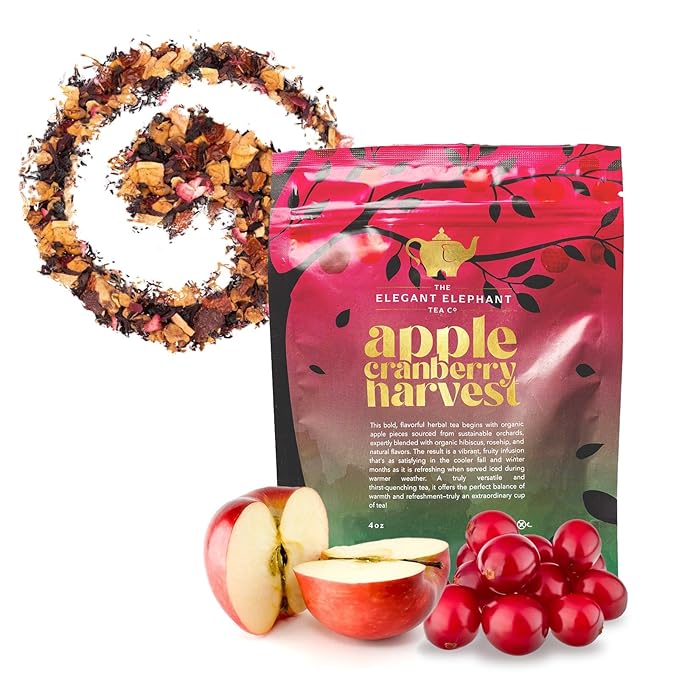 Apple Cranberry Harvest Tea, Organic Loose Leaf Herbal Tea ??Real Fruit, Summer Juice