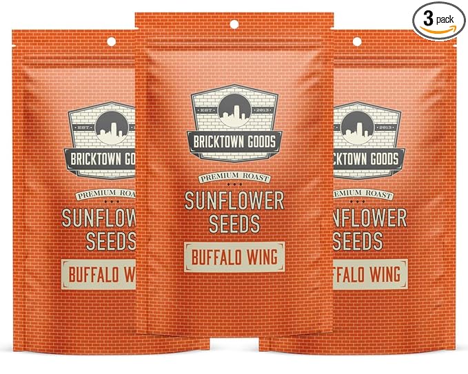 Bricktown Goods Buffalo Wing Flavored Sunflower Seeds - 3 Pack - Boldly Seasoned and Roasted