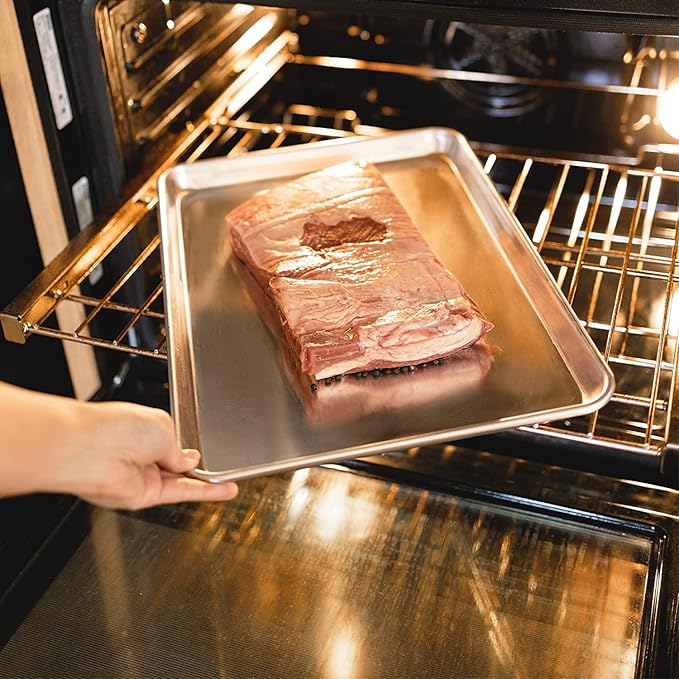 KITCHENATICS Quarter Sheet Baking Pans, Premium Quality Aluminum Cookie Sheet Set - Oven Safe
