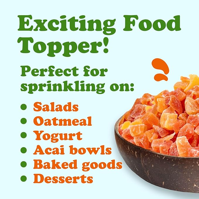 Food to Live Dried Diced Papaya, 1 Pound Kosher, Vegan, Sweetened, Unsulfured, Bulk