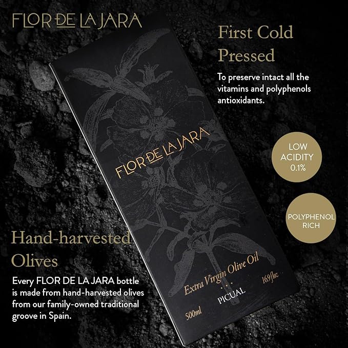 FLOR DE LA JARA Premium Extra Virgin Olive Oil from Spain, First Cold Pressed, Polyphenol-Rich