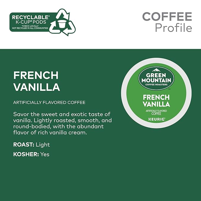 Green Mountain Coffee Roasters French Vanilla Keurig Single-Serve K-Cup pods, Light Roast Coffee