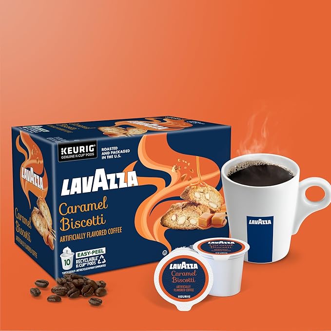 Lavazza Caramel Biscotti Coffee, Single Serve Keurig K-Cup Pods, Flavored Coffee, 60-Count Box (6