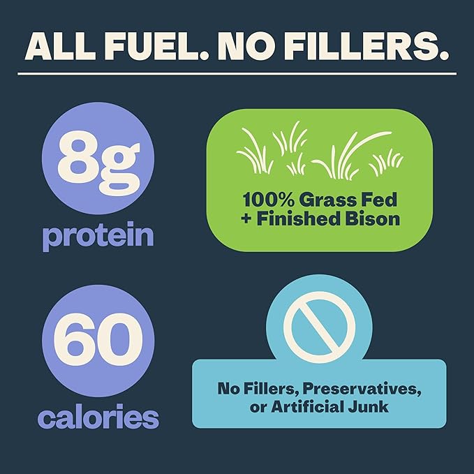Patagonia Provisions Bison Sticks - Jalapeno | 100% Grass-Fed, 8g of Protein, 60 Calories | No