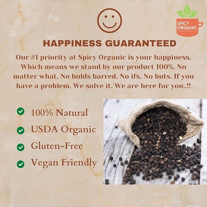 SPICY ORGANIC Black Peppercorns ??16 oz - Whole, Fresh, and Spicy Black Pepper for Grinder Refill