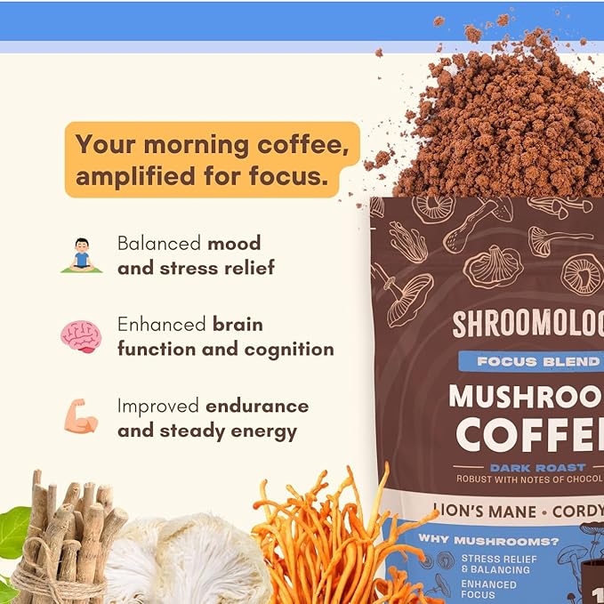 360 Nutrition Instant Mushroom Coffee with Cordyceps, Lion?™s Mane Superfood Mushrooms and