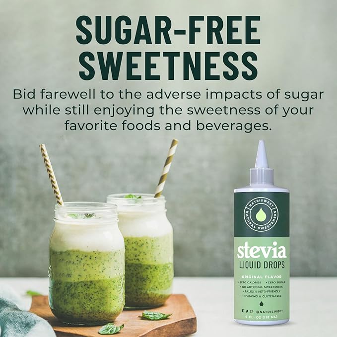 Natrisweet Liquid Stevia Drops 4 fl oz, Pure Sweetener from Stevia Extract Sugar Substitute, No