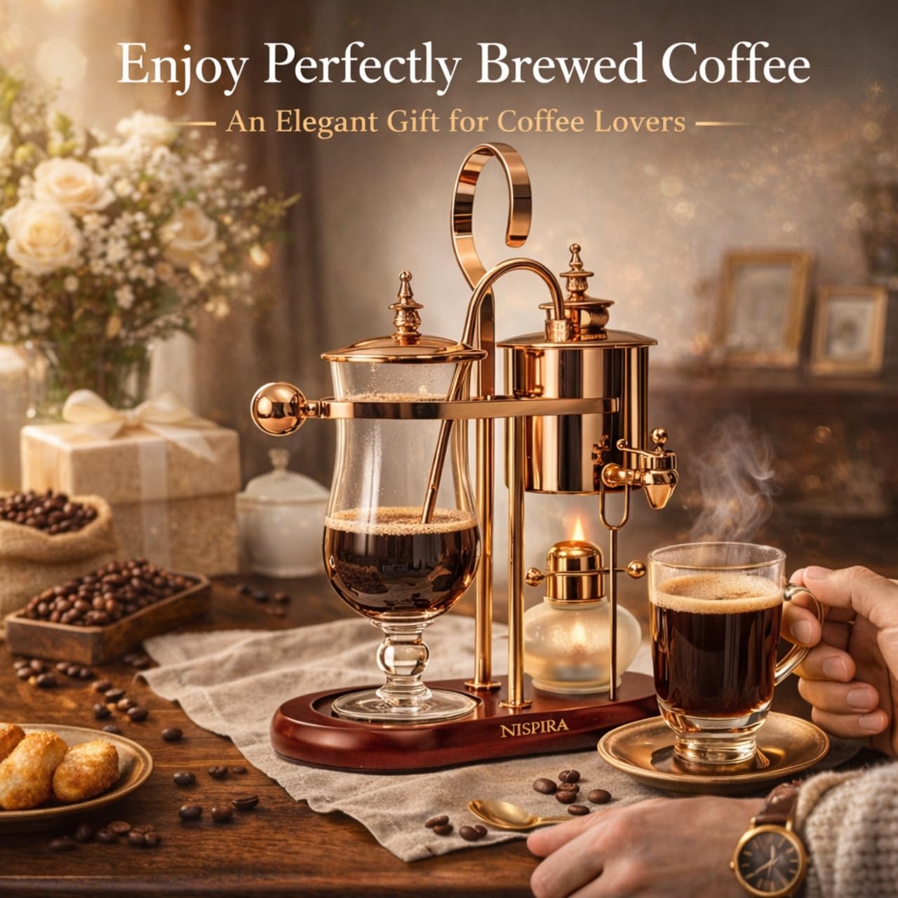 Nispira Belgium Royal Family Balance Syphon Unique Gravity Vintage Coffee Maker Vacuum Brewing