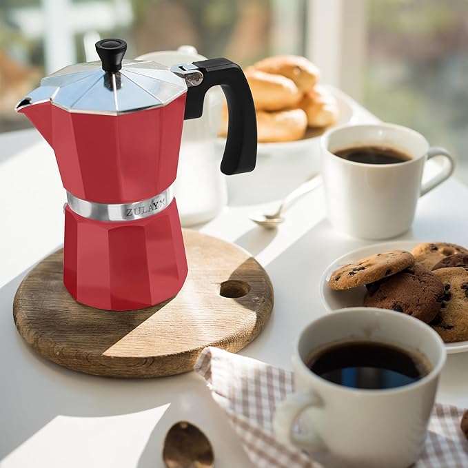 Zulay Moka Pot Espresso Stovetop Coffee Maker - Leak-Proof, Stainless Steel, Easy to Clean, Heat