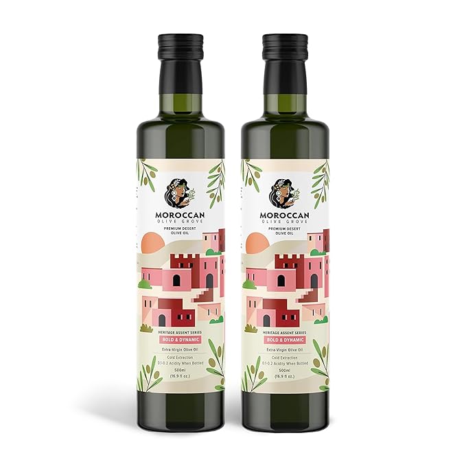 MOROCCAN OLIVE GROVE - The Red Olive Oil, Bold & Dynamic Cold-Pressed Desert Olive Oil Extra