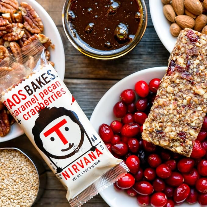 Taos Bakes - Caramel Pecan + Cranberries - Breakfast Bars - 5g Fiber & Gluten Free - Healthy Snacks