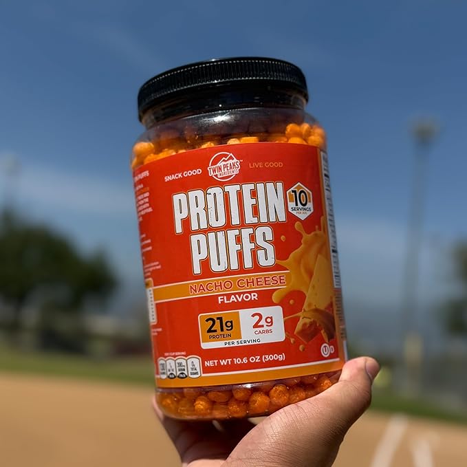 Twin Peaks Protein Puffs - (Nacho Cheese), Keto Friendly, Low Carb Snack (300g, 21g Protein, 2g Net