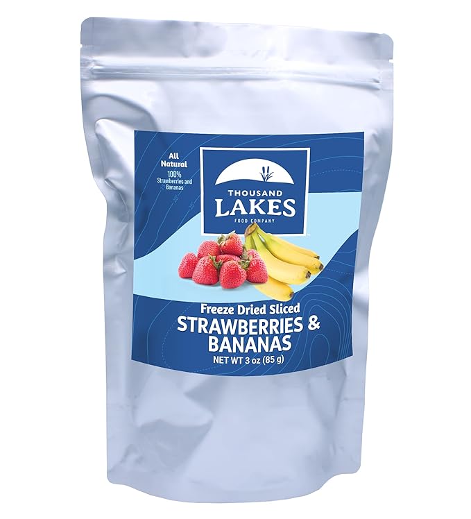 Thousand Lakes Freeze Dried Fruit - Strawberries and Bananas - 3 oz | No Sugar Added | 100% Fruit |