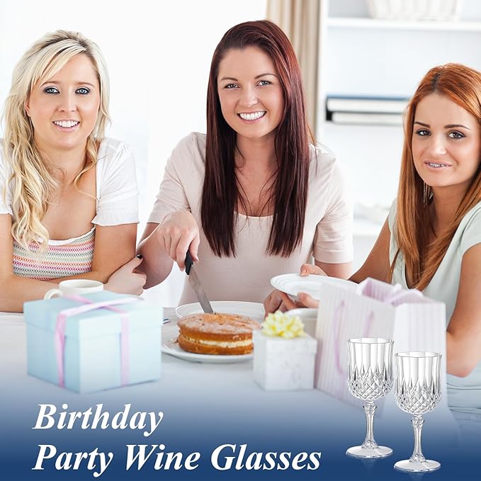 XUWAIDSGN 24 Pcs 7oz Plastic Vintage Wine Glasses Drinking Glasses Unbreakable Wedding Glassware