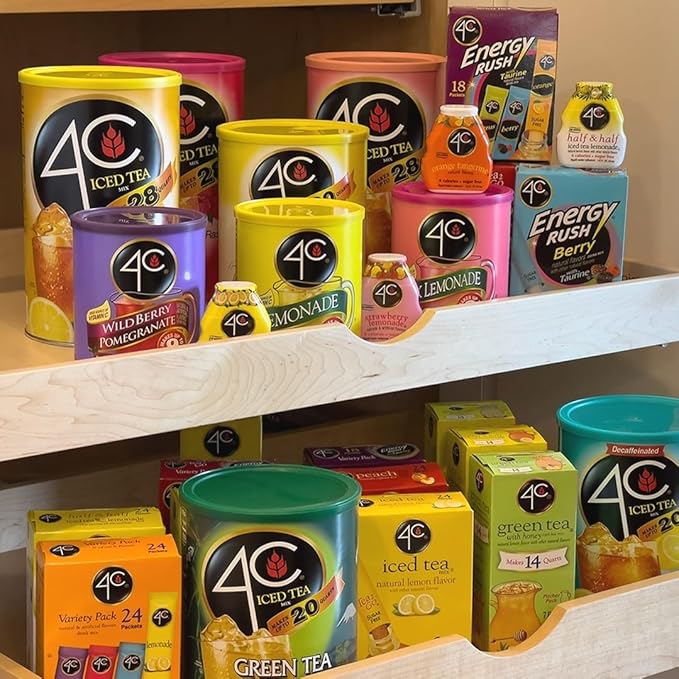 4C Zero Sugar Powdered Drink Mix Cannisters, Zero Sugar Decaffeinated Iced Tea 3 Pack, 22 Quarts