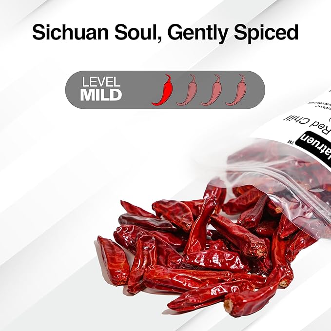 Natruen Whole Dry Szechuan Chinese Red Chili Pods 4 Oz, Mild, Facing Heaven Chili, Spicy Sichuan