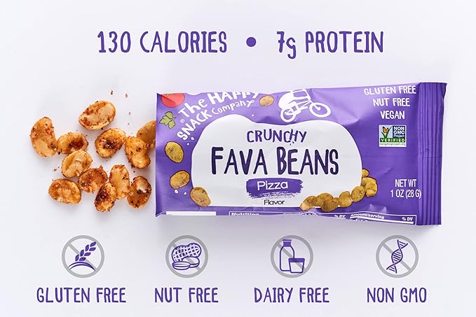 The Happy Snack Company Fava Beans Variety Pack 24 x 1 oz (Smoky BBQ Flavor and Pizza