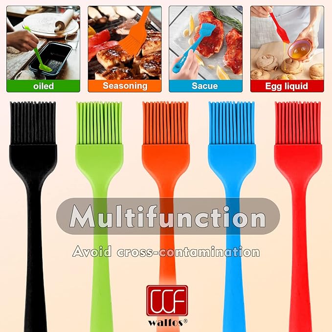 Walfos Silicone Pastry Brush, Heat Resistant Basting Brush Set, Perfect for Baking,BBQ