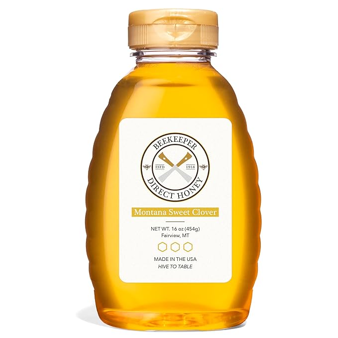 Beekeeper Direct Raw Unfiltered Honey - Real Raw Sweet Clover Honey - All Natural Non-GMO Pure