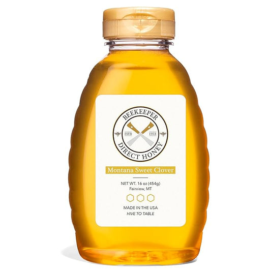 Beekeeper Direct Raw Unfiltered Honey - Real Raw Sweet Clover Honey - All Natural Non-GMO Pure