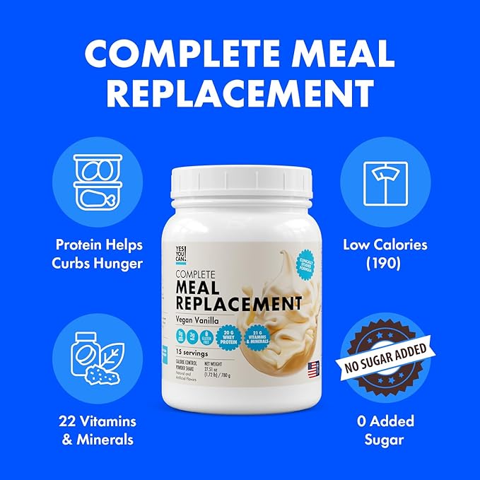 Yes You Can! Meal Replacement Shake - 20G Protein, 5G Fiber, 21 Vitamins & Minerals - Meal