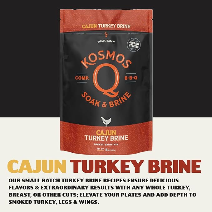 Kosmos Q Cajun Turkey Soak & Brine, Fiery Brown Sugar & Worcestershire Spice Blend for Whole Bird