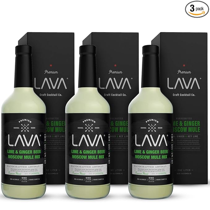 (3 Pack) LAVA Premium Spicy Moscow Mule Mix by LAVA Craft Cocktail Co., Made with Ginger Beer, Key