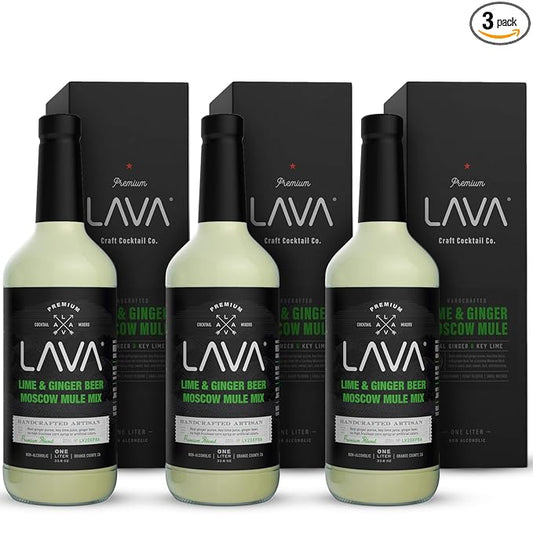 (3 Pack) LAVA Premium Spicy Moscow Mule Mix by LAVA Craft Cocktail Co., Made with Ginger Beer, Key