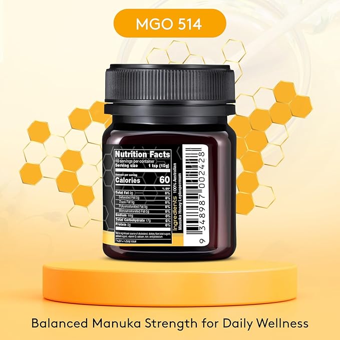 Nature’s Gold Raw Manuka Honey, Certified MGO 514+ | Authentic MGO, Australian Honey, Non-GMO, 100%
