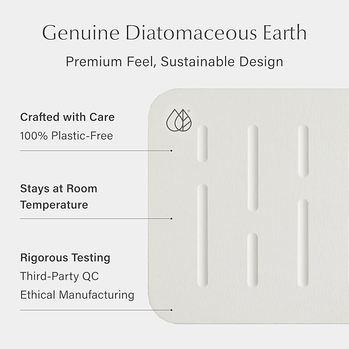 Dorai Home Bath Stone Mat 23.6"x15.4" – Luxury Diatomite Stone Mat, Quick-Dry, Non-Slip, Rain
