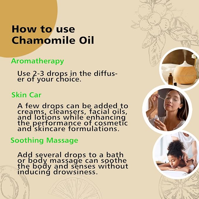 Chamomile Essential Oil 1 Oz - Pure Chamomile Oil for Skin, Relaxation & Aromatherapy, Diffuser