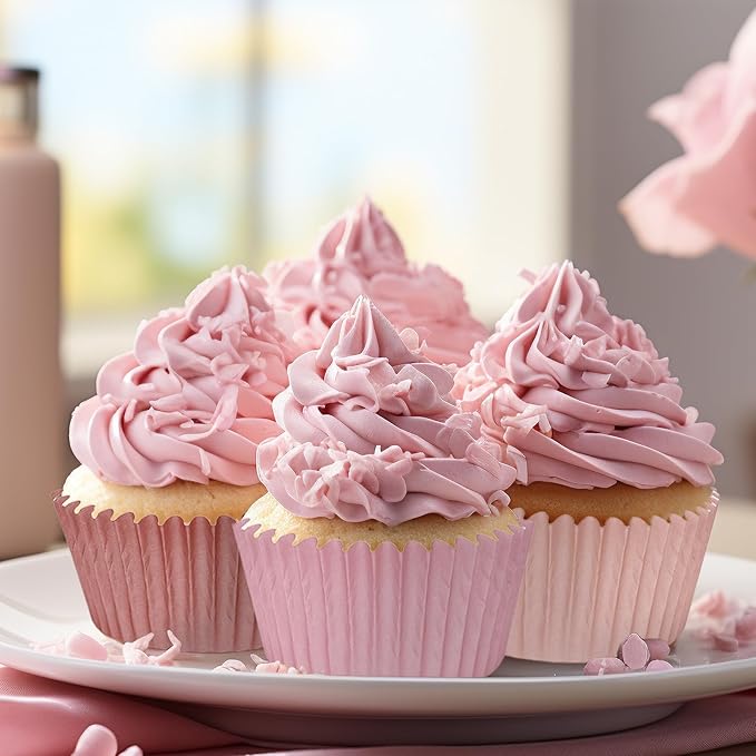 Whaline 600Pcs Dusty Pink Cupcake Liners Dusty Pink Gradient Color Baking Cups Holders Dusty Rose
