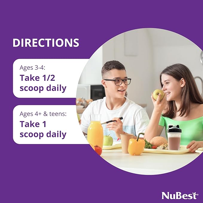 NuBest Tall Protein Powder for Kids & Teens - Chocolate Protein Powder Shake - Protein Drink with