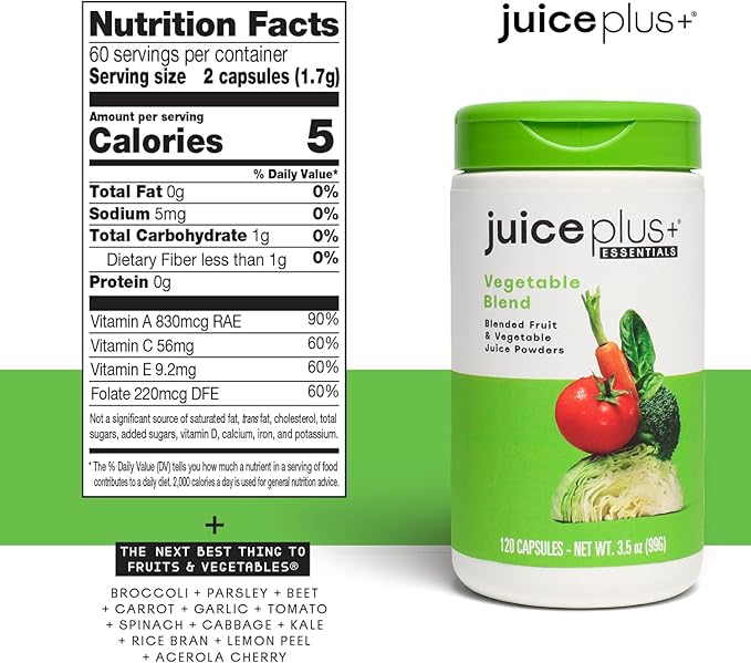 Juice Plus+ Fruit, Vegetable, Berry & Omega Blend Capsules - Nutrition from 30 Fruits, Vegetables &