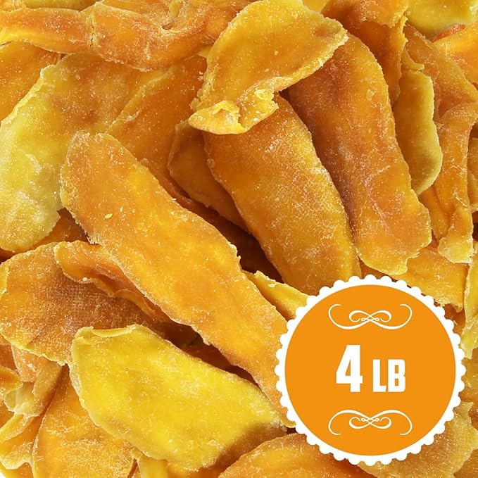 Dried Mango Slices - 4 Pound Bulk Pack, Soft & Juicy Sweet Dried Mango Healthy Snack, Delicious