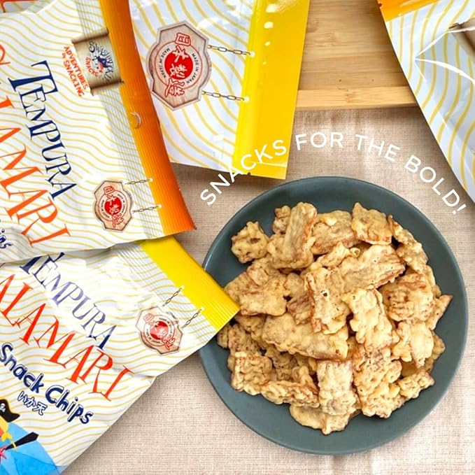 Swashbuckle Snacks Crispy Tempura Calamari Snack Chips Cheese Flavor 5.29oz (150g), Made in Japan