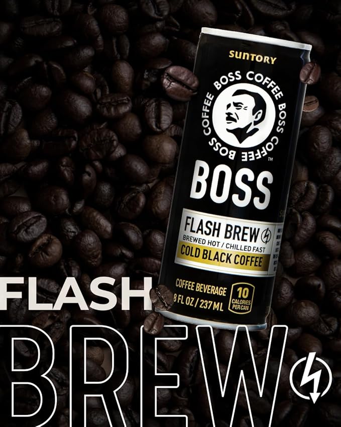 BOSS Coffee by Suntory - Japanese Flash Brew Original Black Coffee, 8oz 12 Pack, Imported from