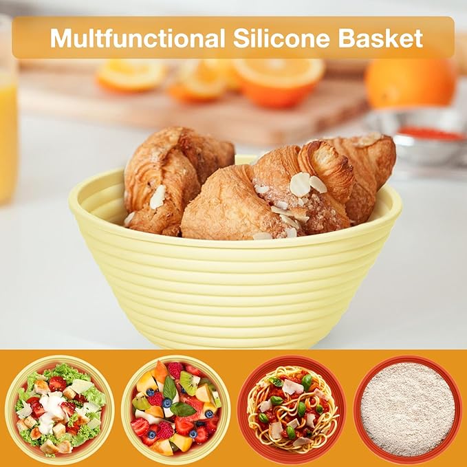 Silicone Banneton, Sourdough Bread Baskets (Set of 6, 5 Inch), Round Proofing Bread Bowls with