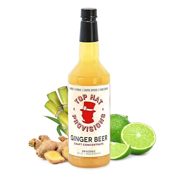 Top Hat Original Ginger Beer Syrup - Spicy Ginger Syrup for Soda Makers - Makes 32 Craft Sodas