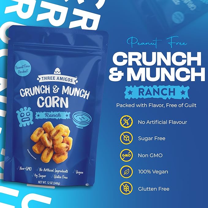Three Amigos Corn Nuts Suger Free, 100% Vagan, Peanut Free Non-GMO (All Natural Ingredients)