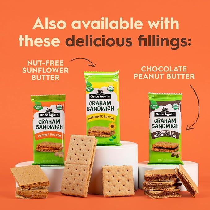 Once Again Peanut Butter Crackers Graham Sandwiches - Gluten Free Graham Crackers with Organic