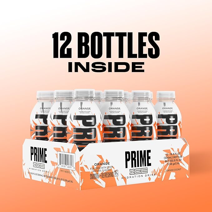PRIME Hydration ICE ORANGE, Sports Drinks, Electrolyte Enhanced for Ultimate Hydration, 250mg
